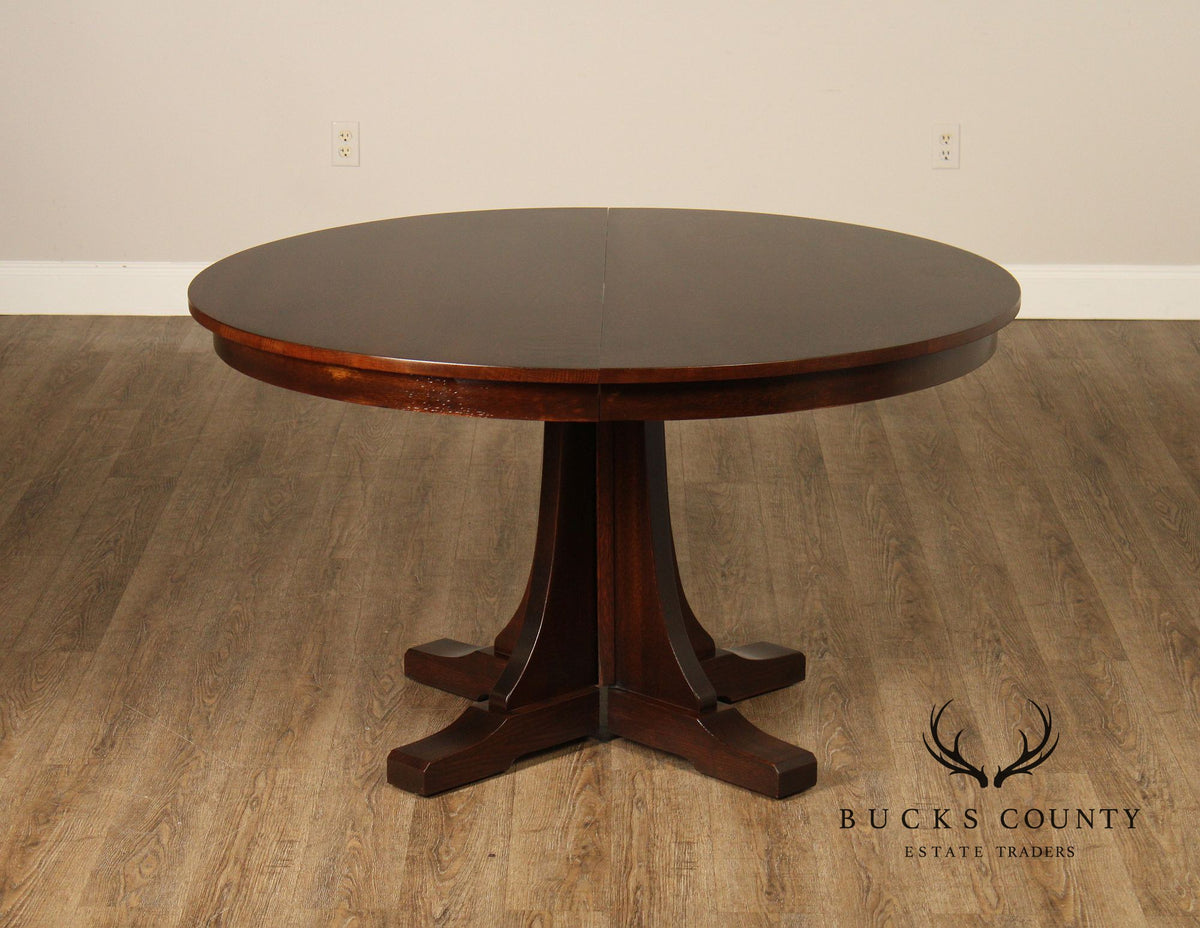 Stickley Mission Collection Round Oak Extendable Dining Table