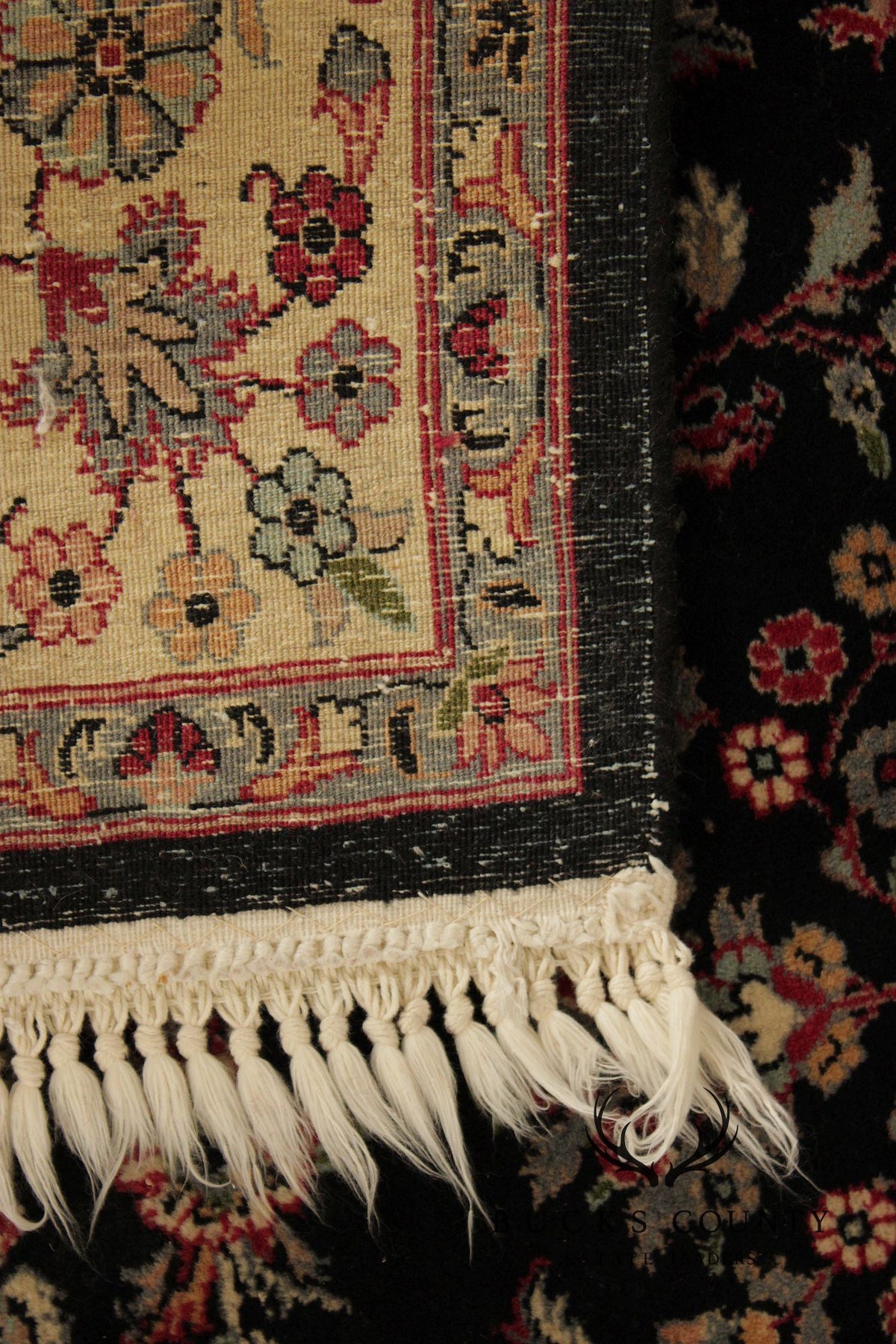 Persian Floral Medallion Style Wool Area Rug With Black Field 4.2 X 6.8