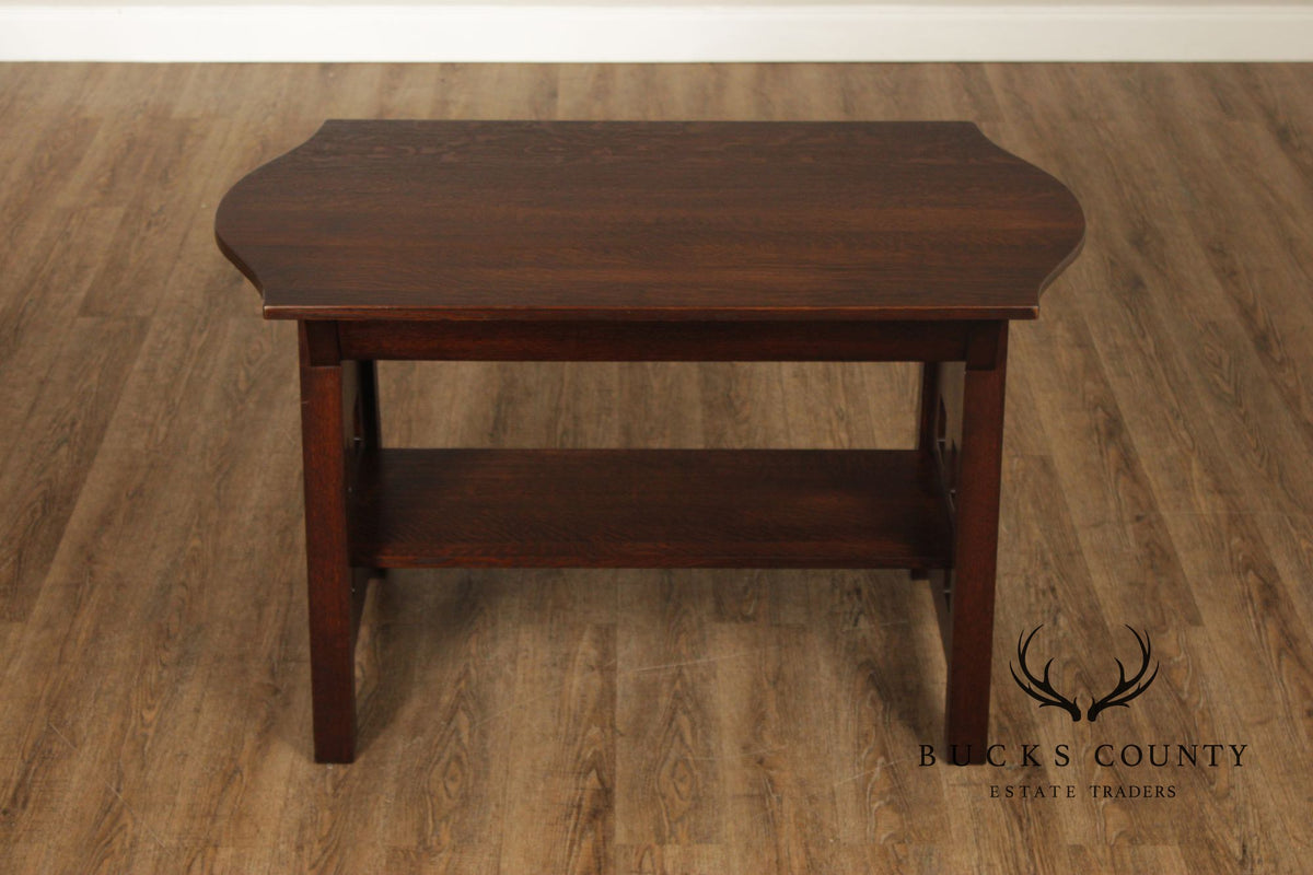 Limbert Antique Arts & Crafts Oak Turtle Top Library Table Writing Desk