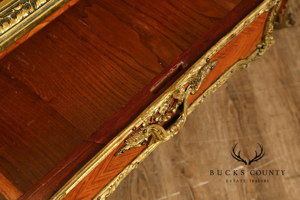 French Napoleon III Style Leather Top Executive Desk