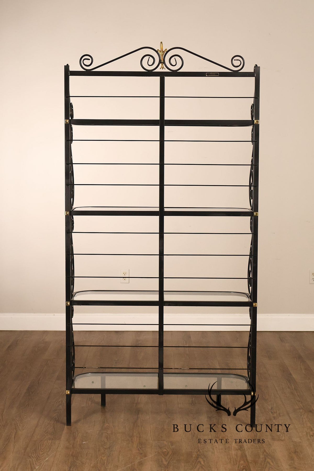Morecraft French Country Style Wrought Iron And Glass Étagère