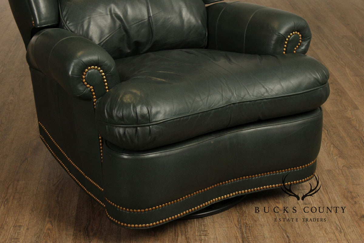Hancock and Moore Leather Recliner Lounge Chair and Ottoman