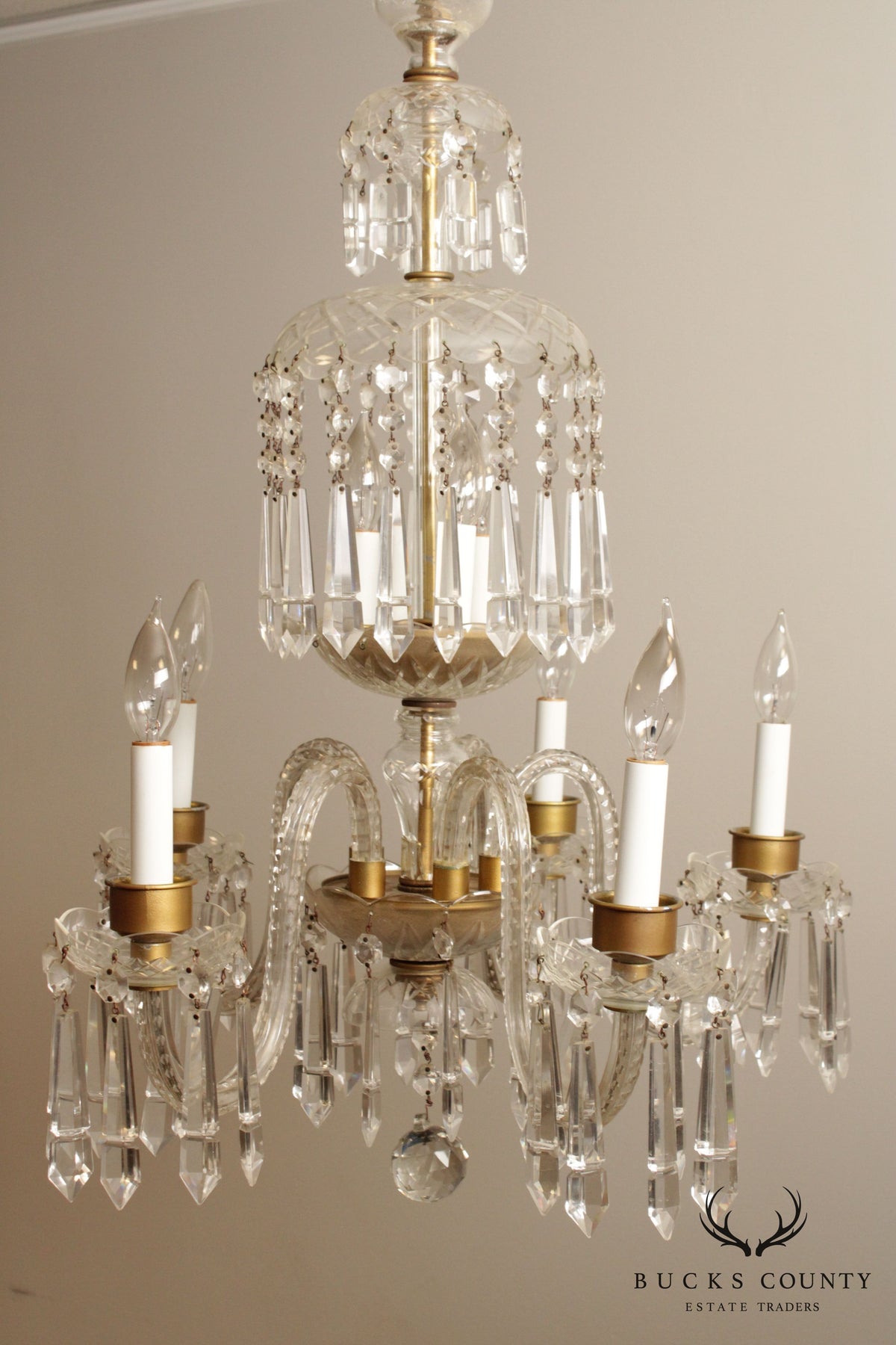 Antique Maria Theresa Style Crystal and Brass Chandelier