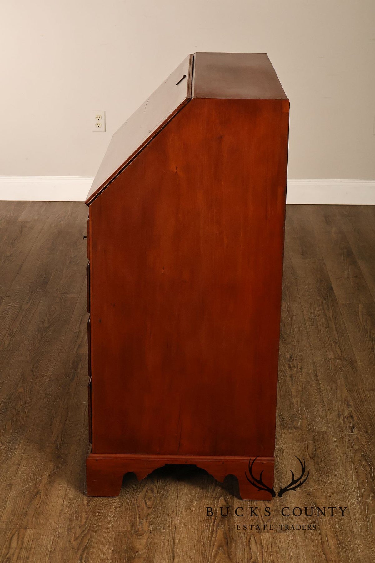 Antique Traditional Cherry Slant-Front Secretary Desk With Secret Compartments