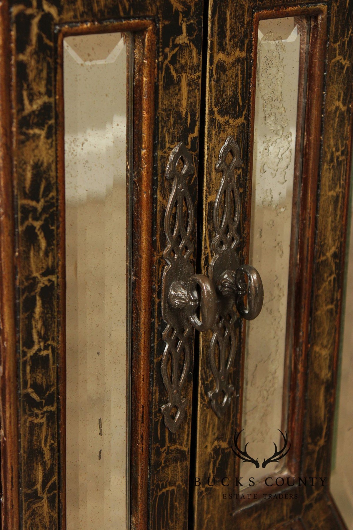 Hollywood Regency Style Pair Of Mirrored Cabinets With Marble Tops