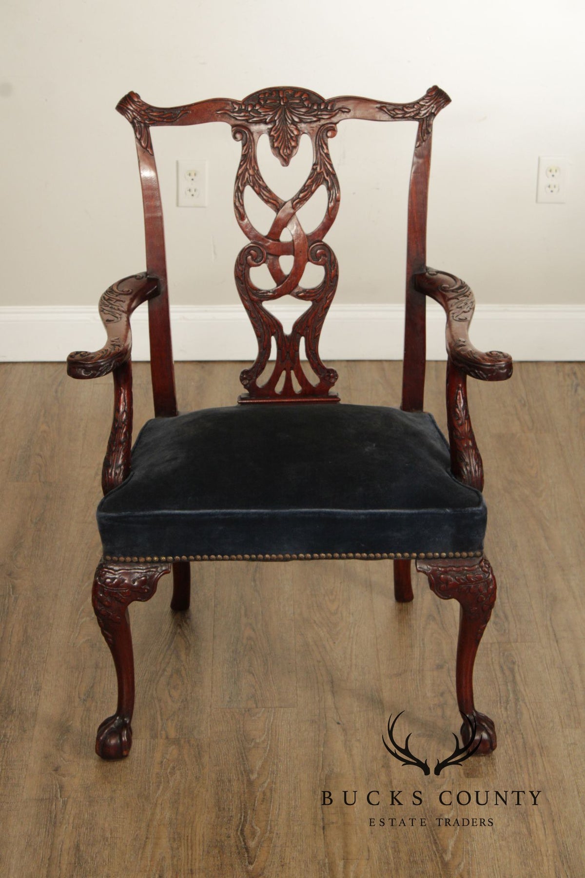 Chippendale Style Carved Mahogany Armchair