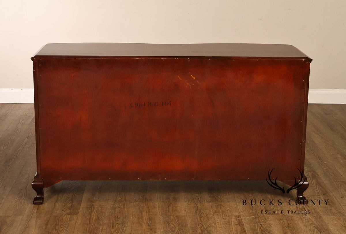 Traditional Mahogany Double Dresser With Carved Claw Feet