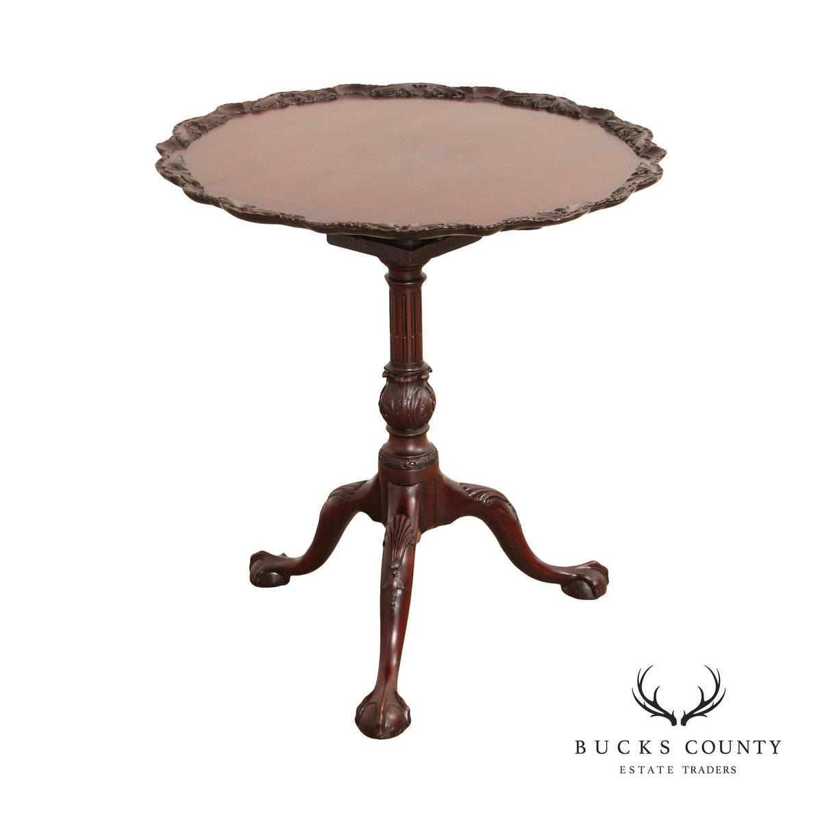 Chippendale Carved Mahogany Tilt Top Pedestal Table