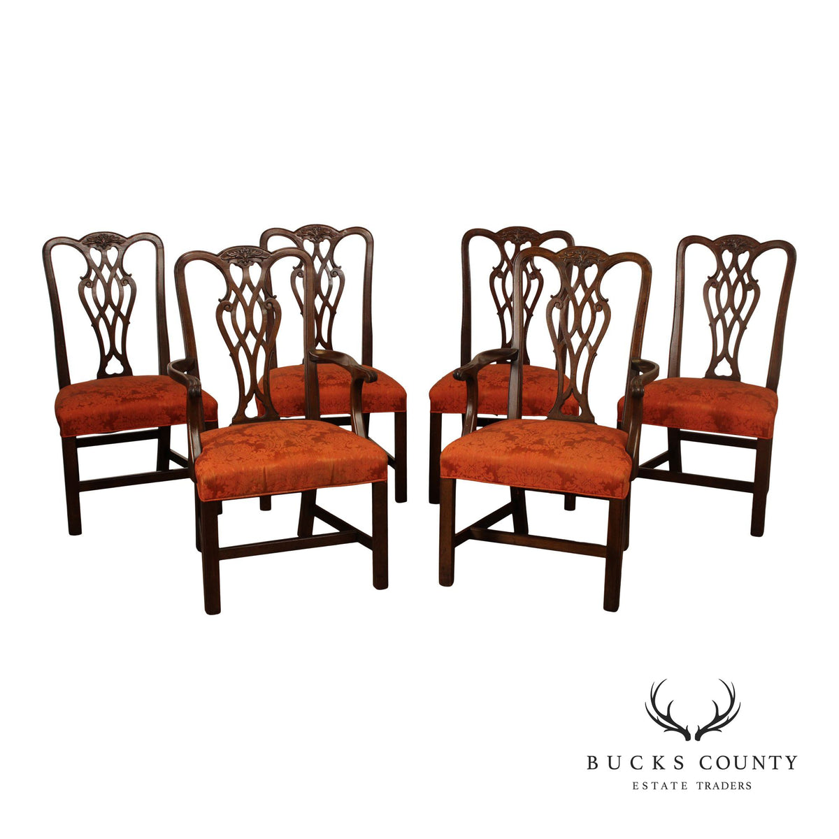 Henredon Chippendale Style Vintage Set of Six Mahogany Dining Chairs