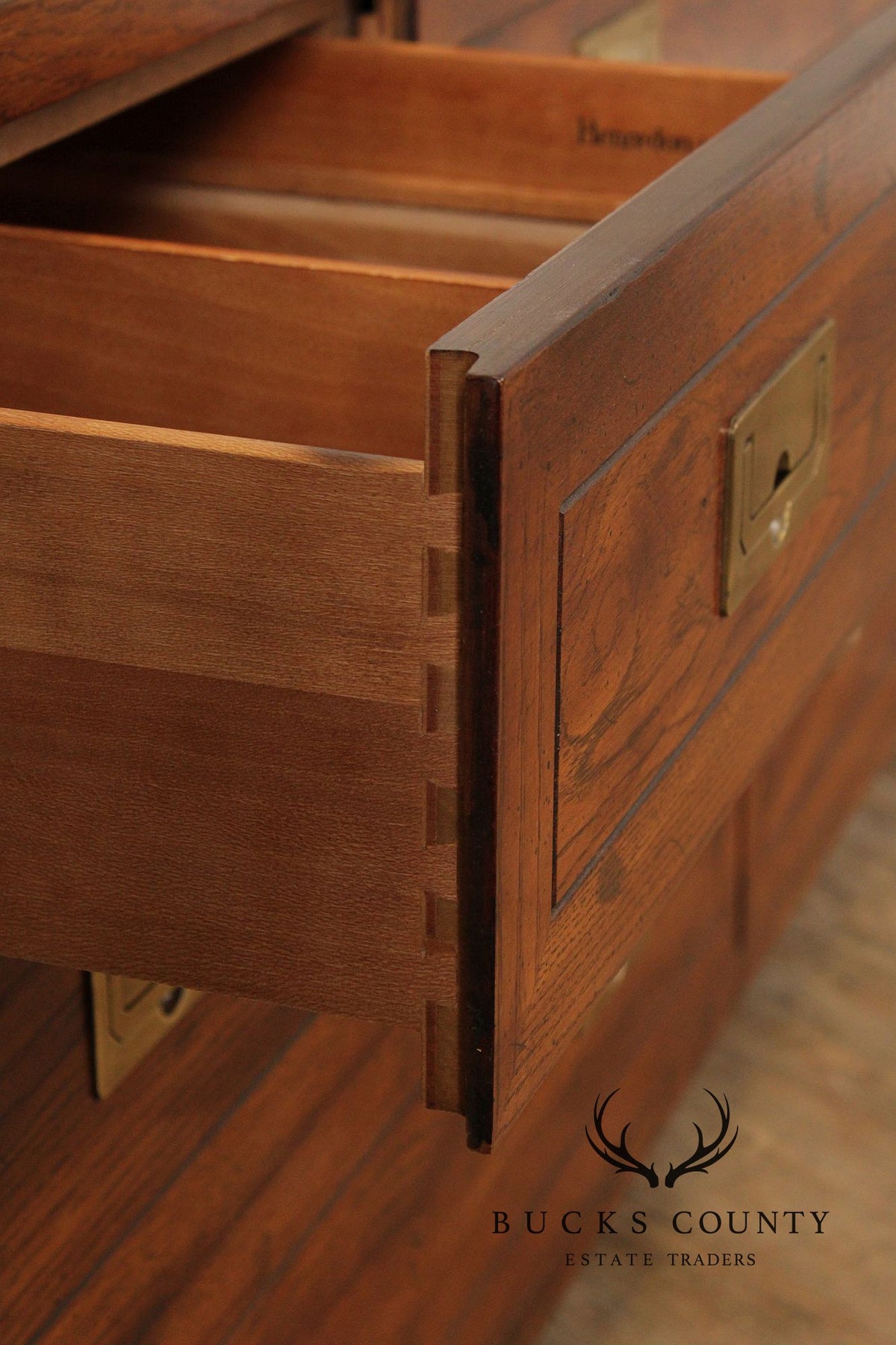 Henredon 'Scene One' Campaign Style Walnut Chest of Drawers