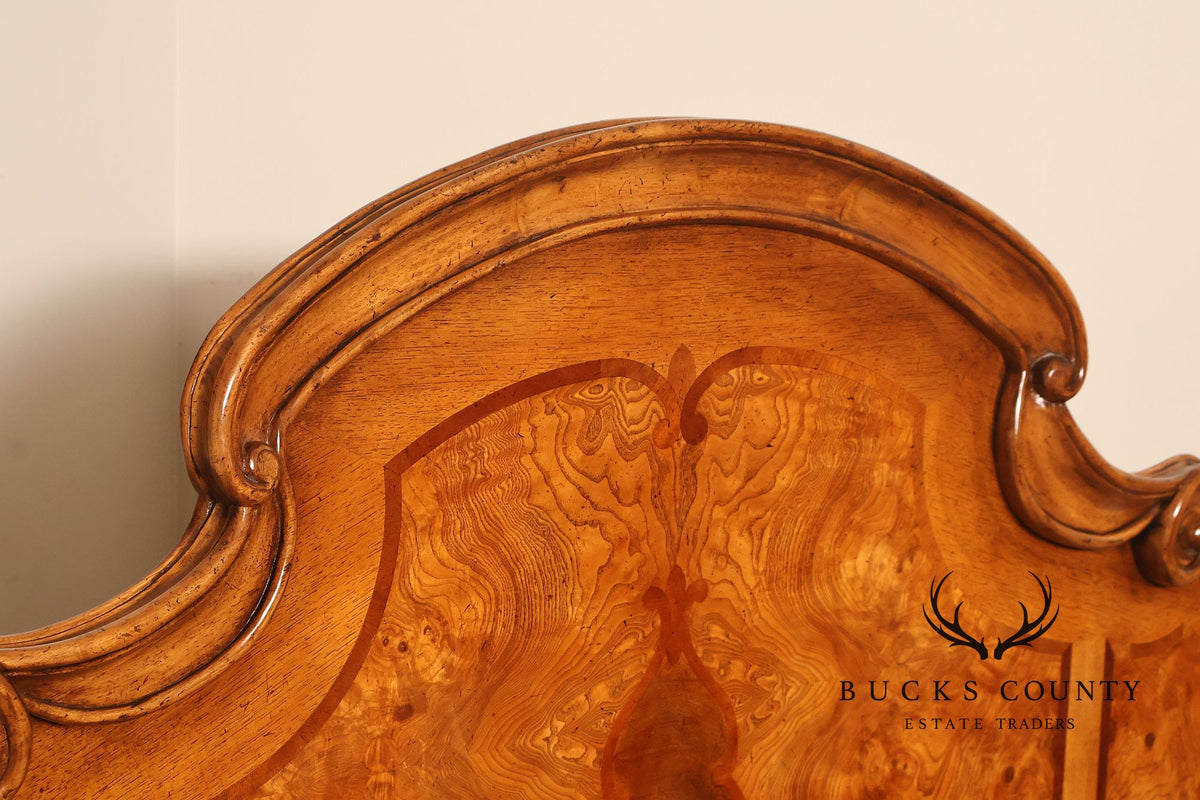 Drexel Heritage Venetian Collection Bookmatched Burl Wood King Four Poster Bed
