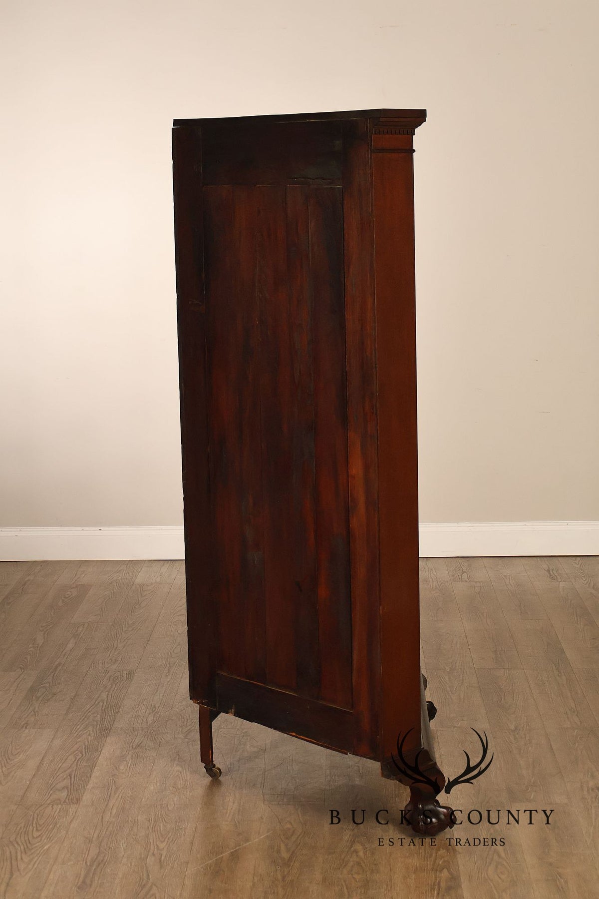Renaissance Revival Carved Mahogany Corner Bookcase