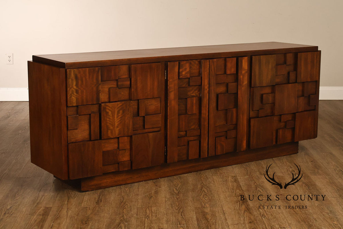 Vintage Lane Mid-Century Modern Brutalist Walnut Dresser