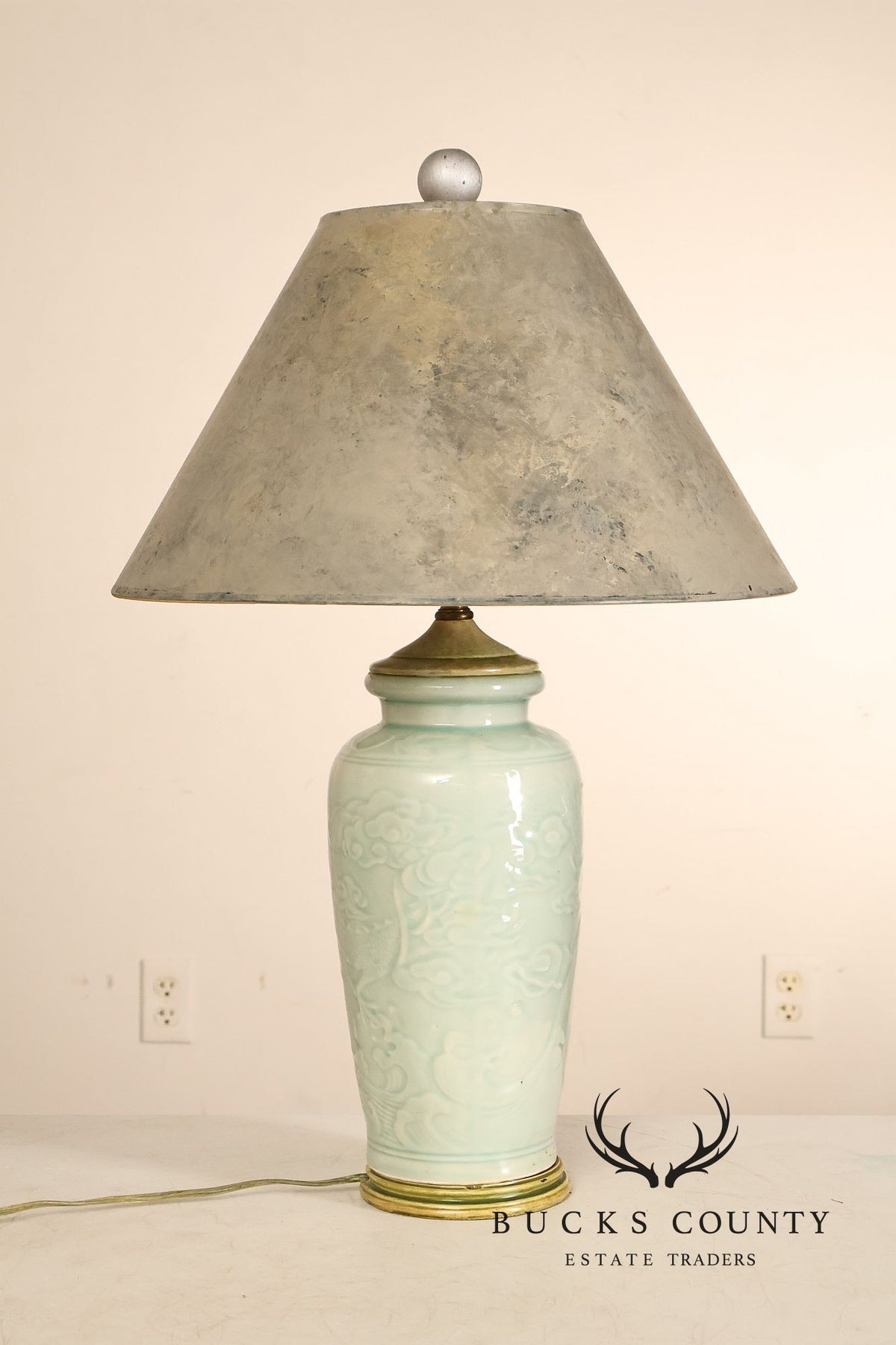 Asian Style Celadon Green Ceramic Table Lamp
