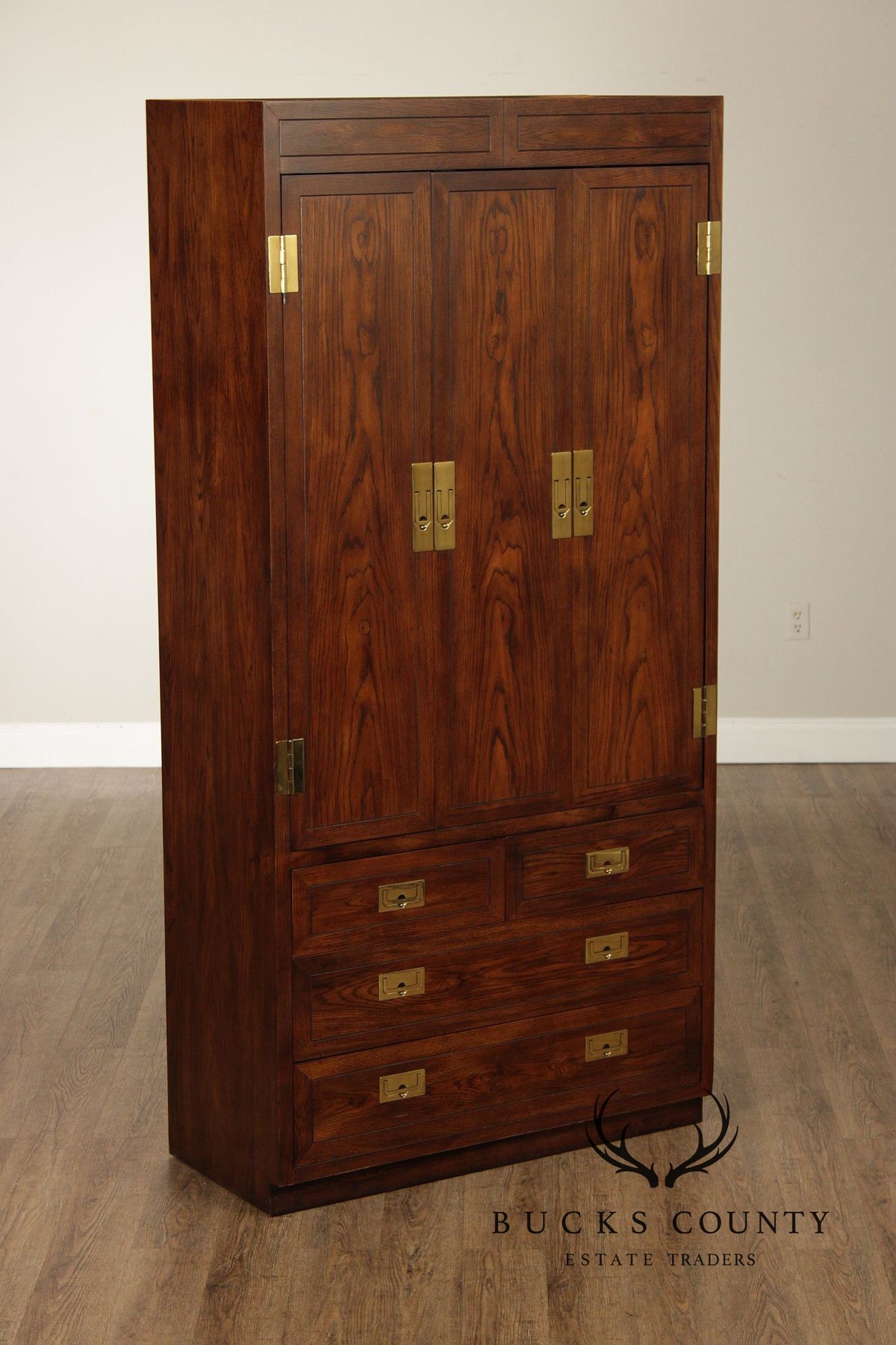 Henredon 'Scene One' Campaign Style Bedroom Armoire Cabinet