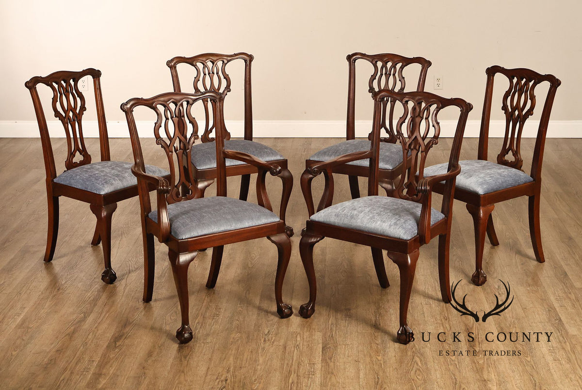 Councill Chippendale Style Vintage Set of Six Mahogany Dining Chairs