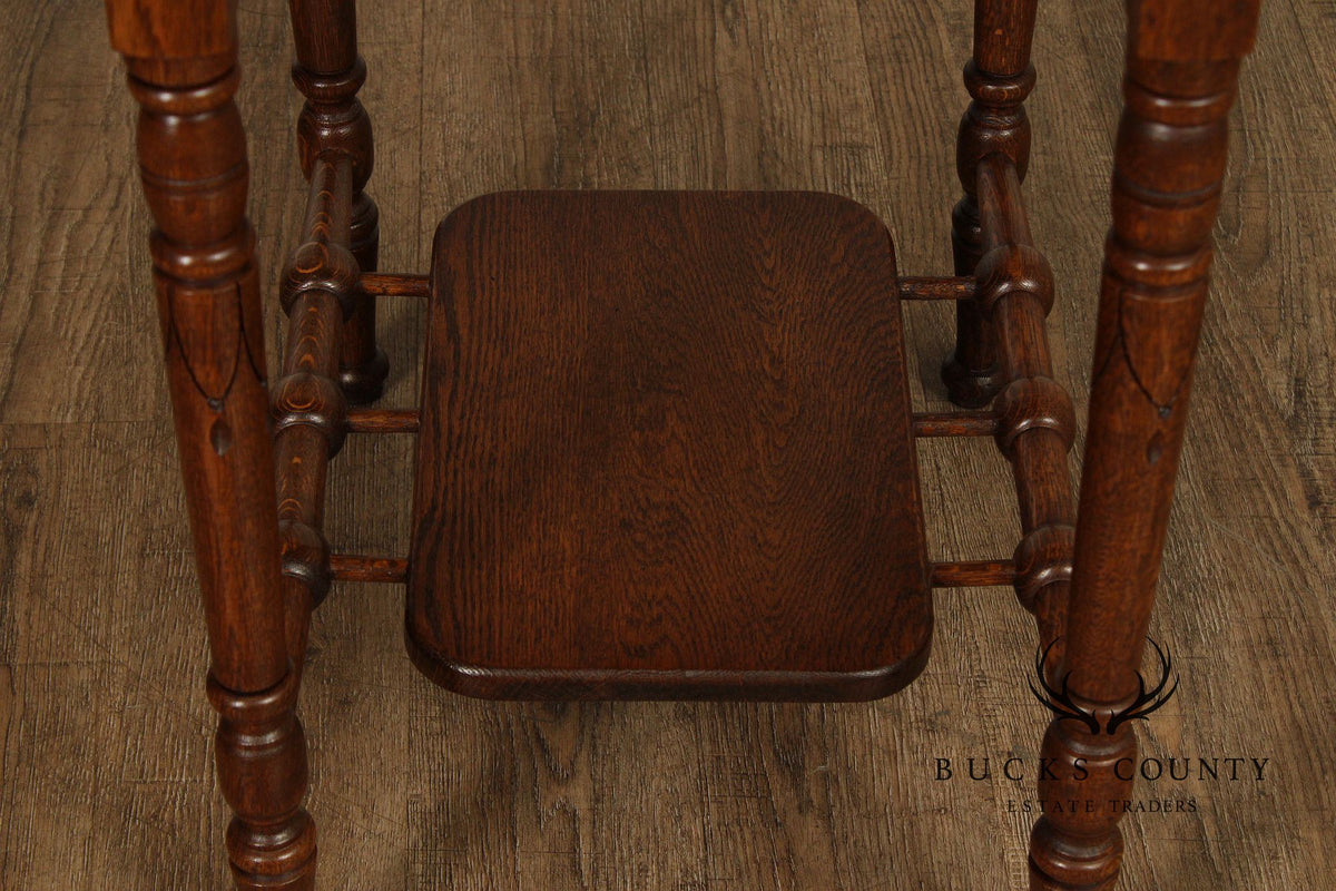Antique Victorian Carved Oak End Table