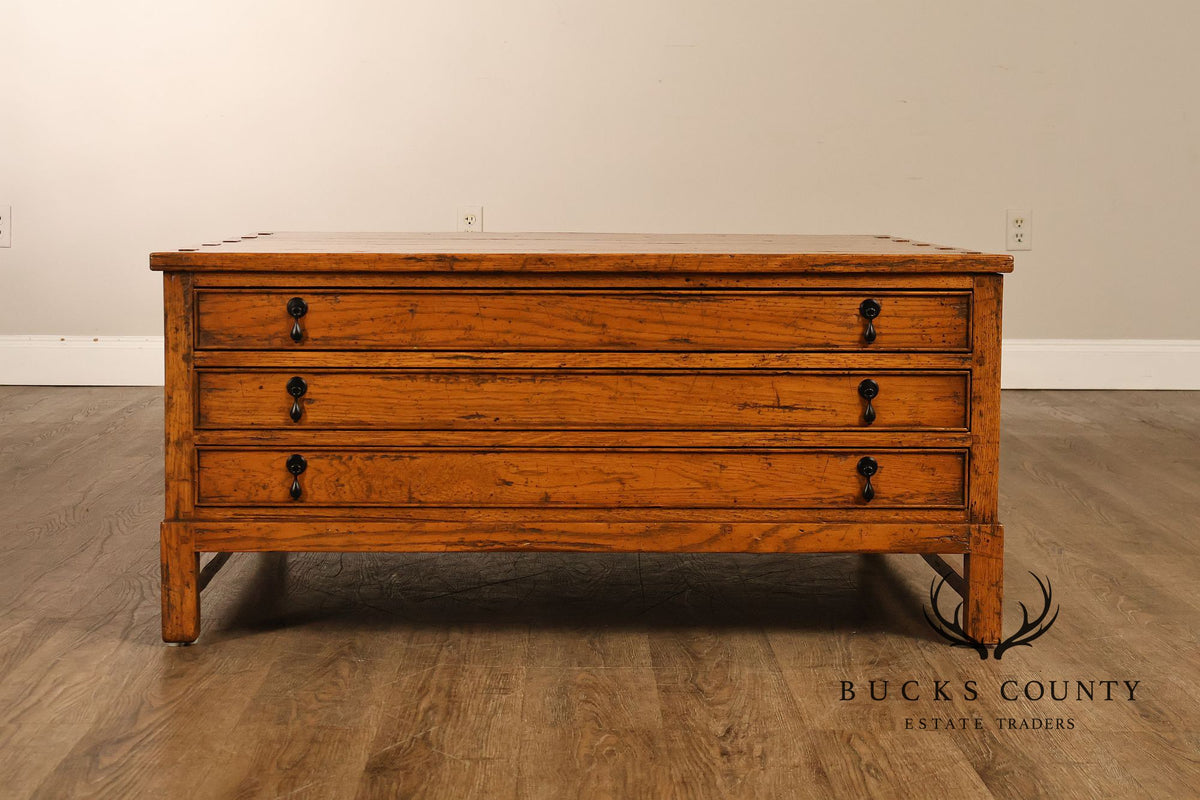 Guy Chaddock Antiqued Oak Storage Coffee Table