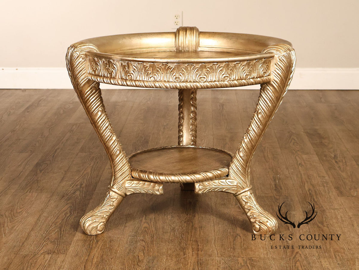 Hollywood Regency Style Pair of Gilt Side Tables