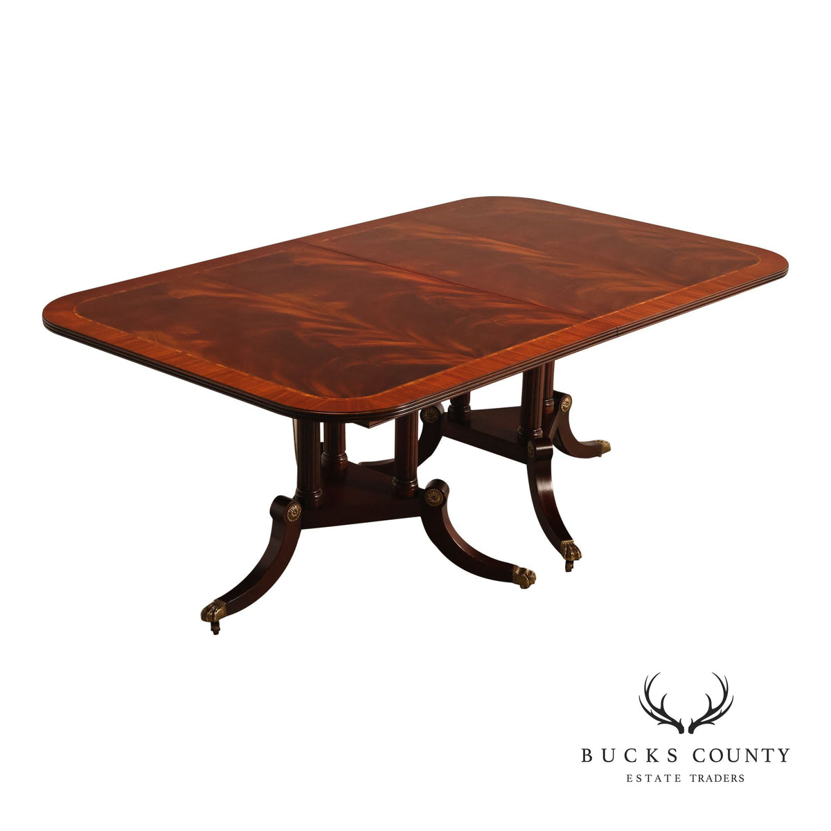 Henkel Harris Regency Style Mahogany Double Pedestal Dining Table