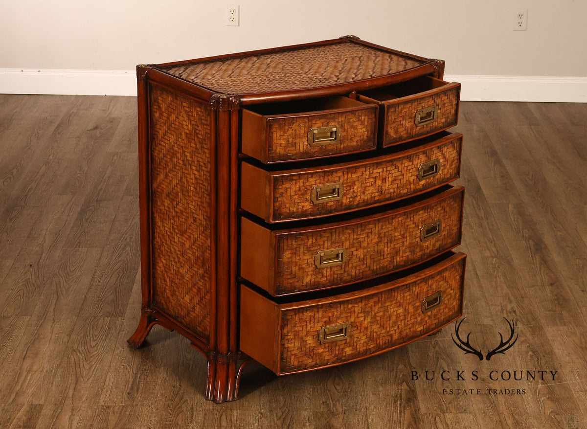 Maitland Smith Campaign Style Bowfront Rattan Chest