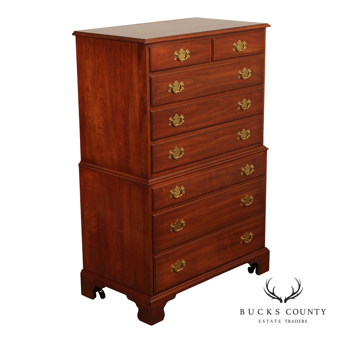 Henkel Harris Chippendale Style Cherry Tall Chest