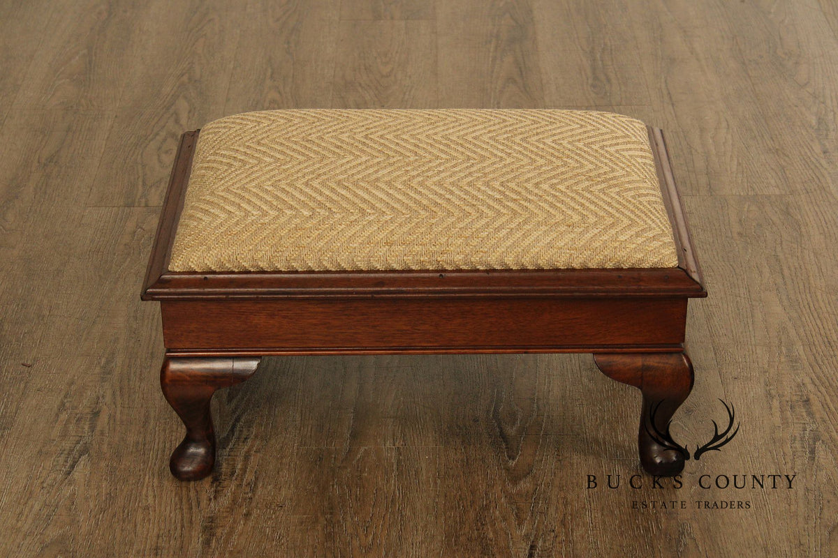 Vintage Mahogany Queen Anne Style Footstool