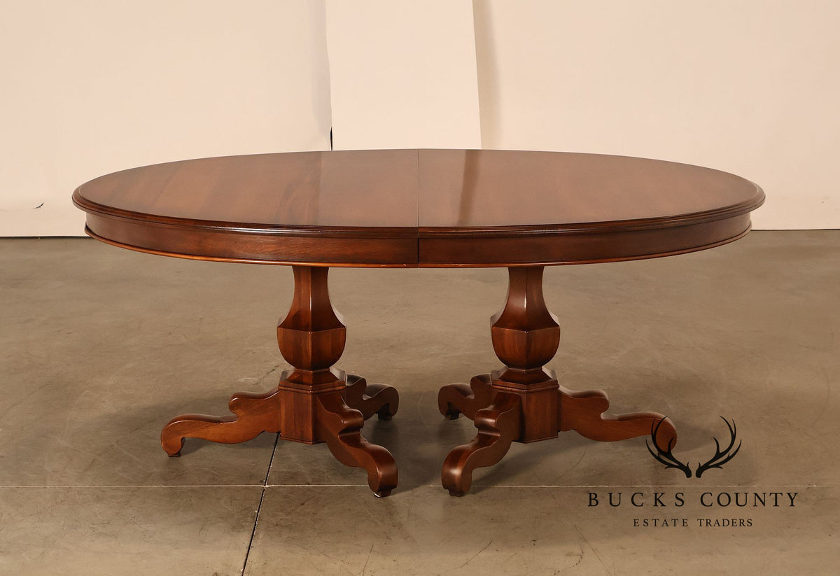 Henredon Oval Double Pedestal Extension Dining Table With Three Leaves