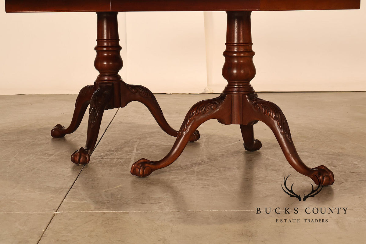 Ethan Allen Georgian Style Double Pedestal Mahogany Dining Table