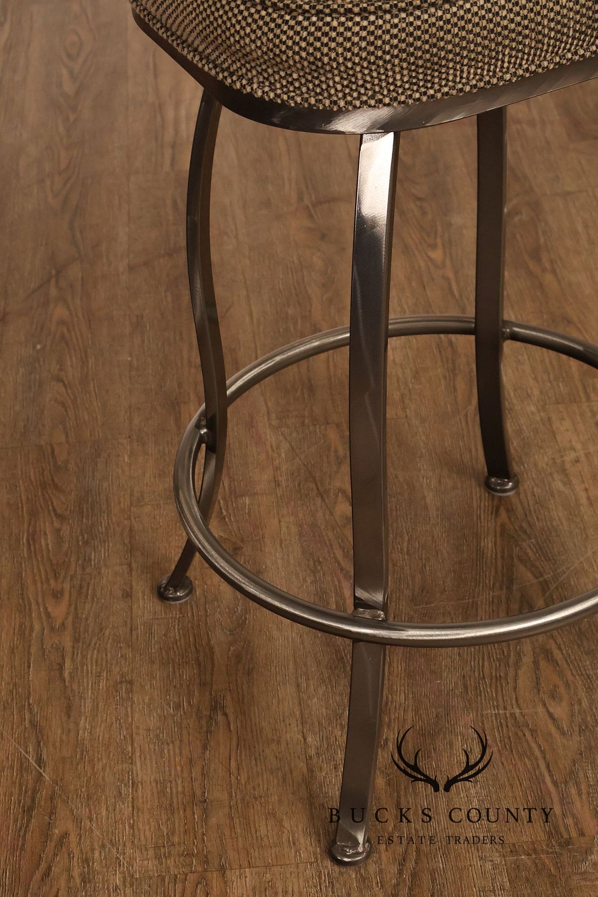 Shaver Howard Contemporary Set Of Three Brushed Steel Swivel Bar Stools