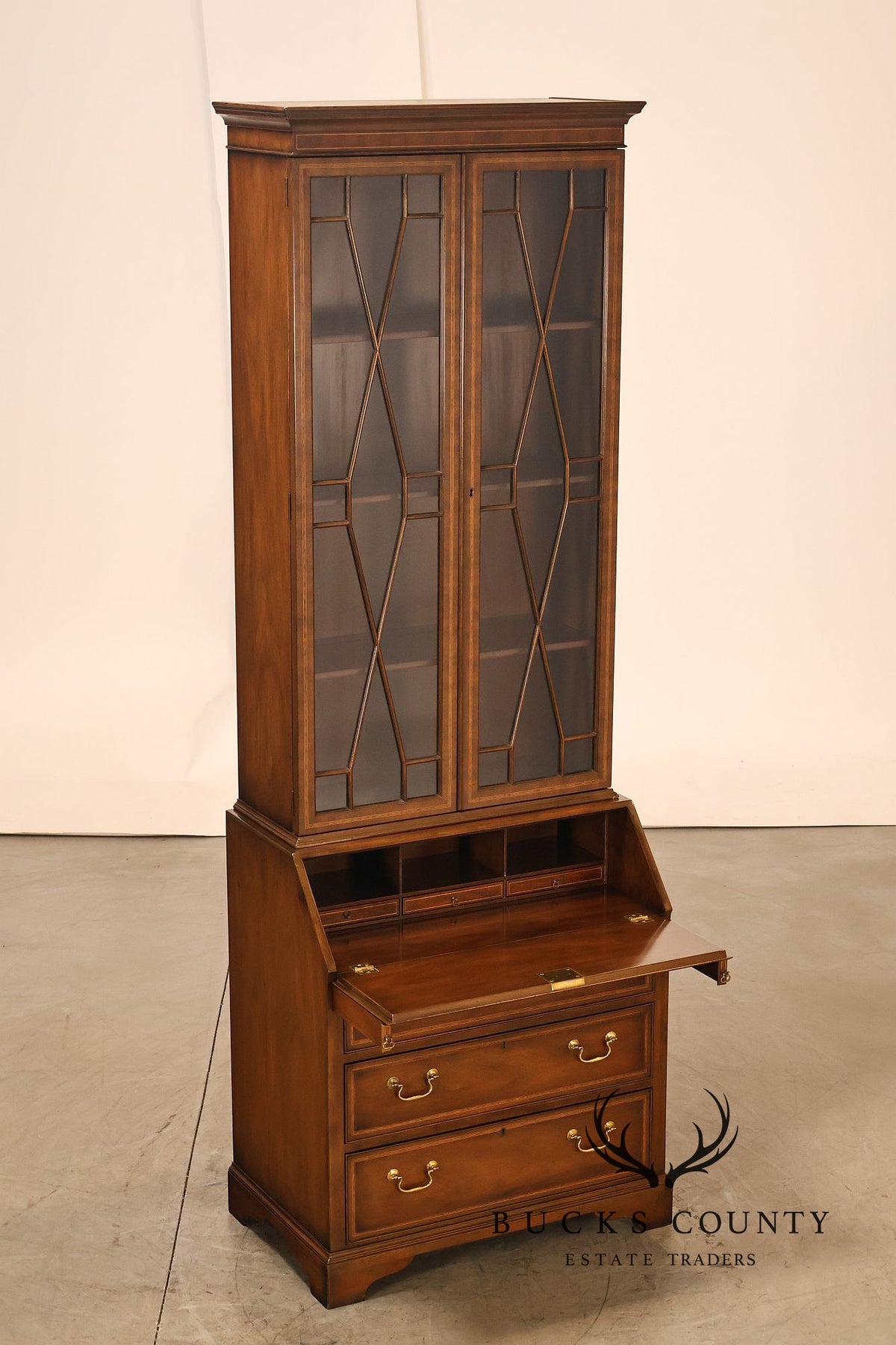 Kittinger Georgian Style Mahogany Secretary Bookcase