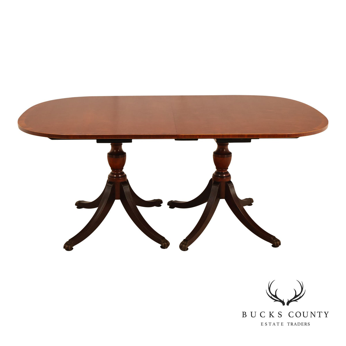 Schmieg & Kotzian Mahogany Double Pedestal Dining Table With 3 Leaves