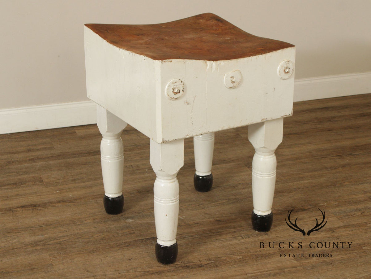 Vintage Painted Butcher Block Table