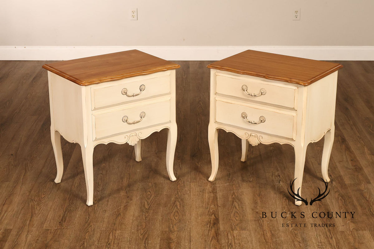 Ethan Allen French Country Style Pair of Painted Nightstands