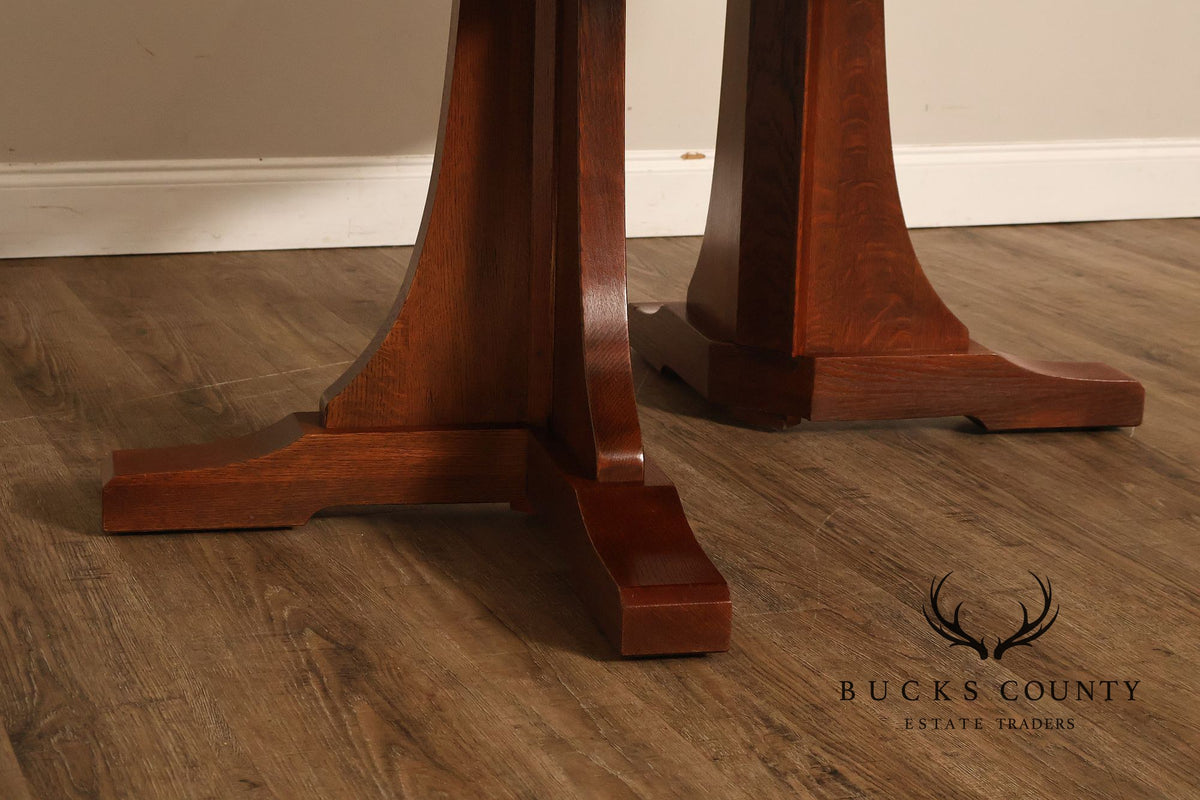 Stickley Mission Collection Round Oak Expandable Dining Table
