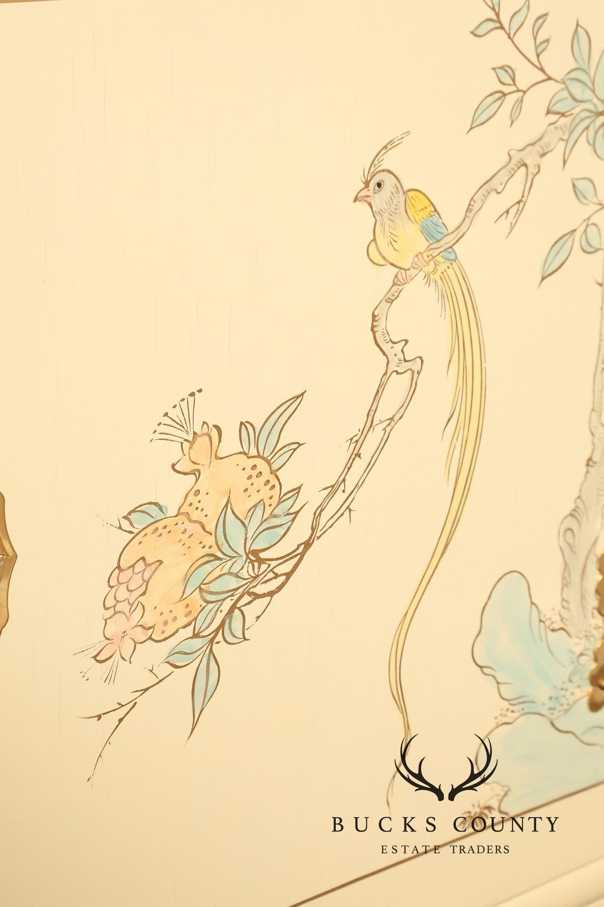 Chinoiserie Hand Painted Decorated Tall Chest