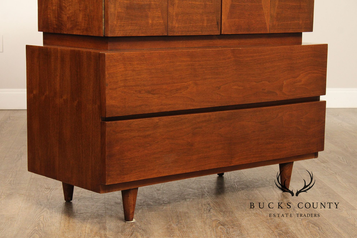 American Of Martinsville Mid Century Modern Walnut Gentleman's Chest