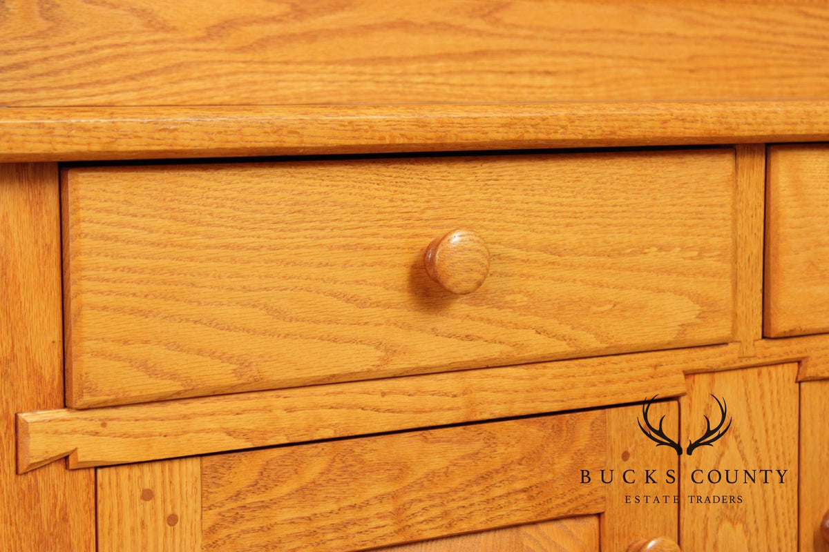 Hunt Country Furniture Oak Step Back Hutch China Cabinet