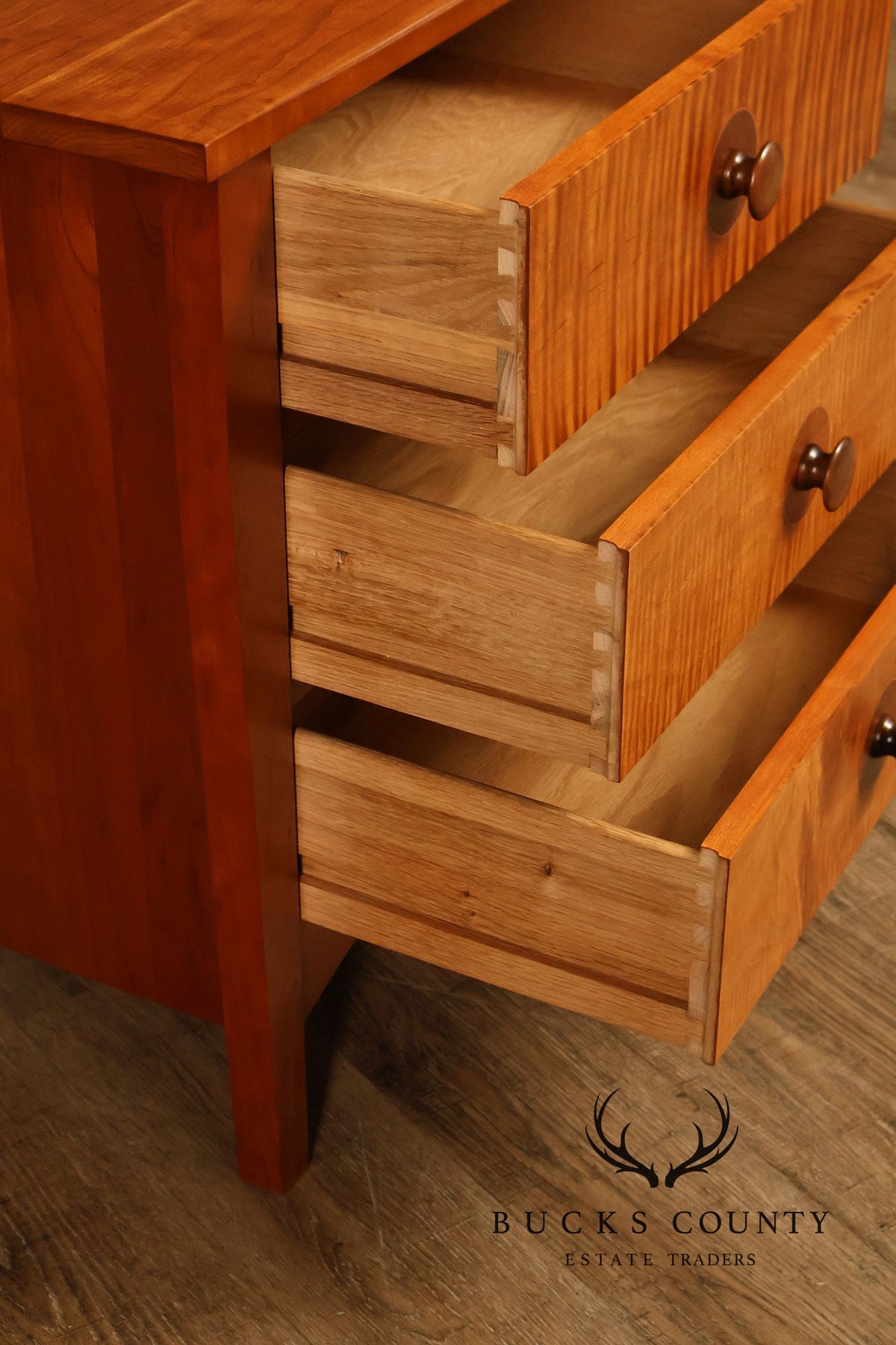 Stickley Mission Collection Harvey Ellis Cherry Three Drawer Nightstands