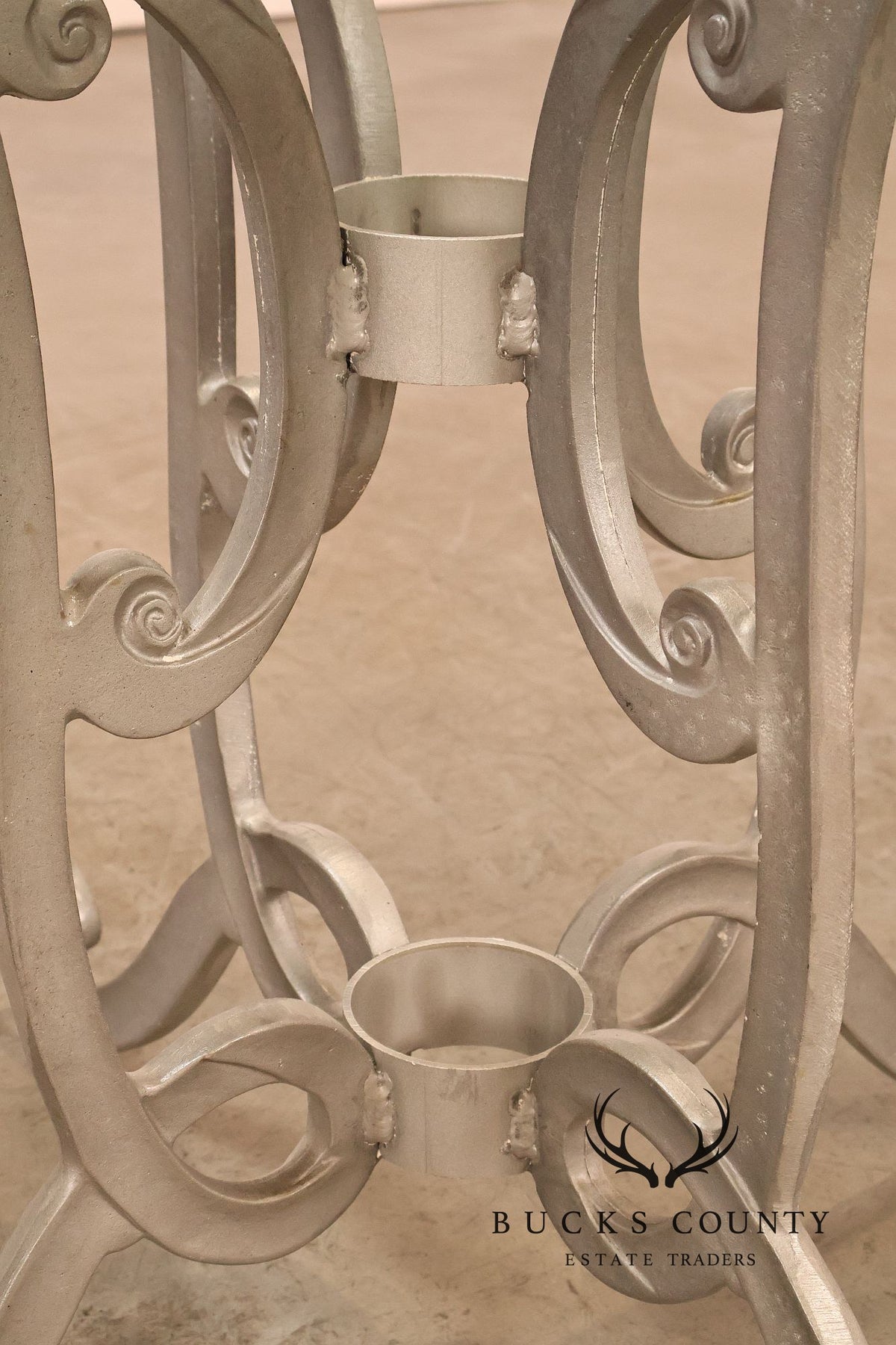 Hollywood Regency Seven-Piece Scrollwork Patio Dining Set