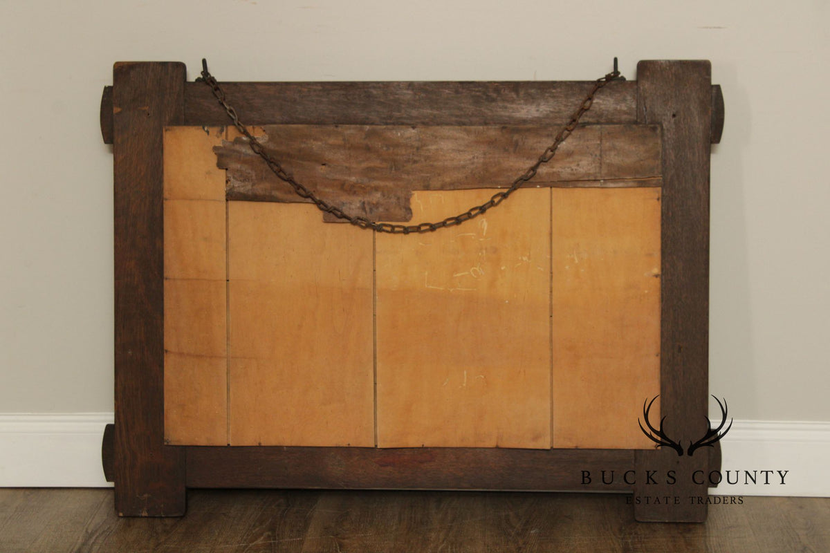 Stickley Brothers Antique Mission Oak Wall Mirror With Hooks No. 7577