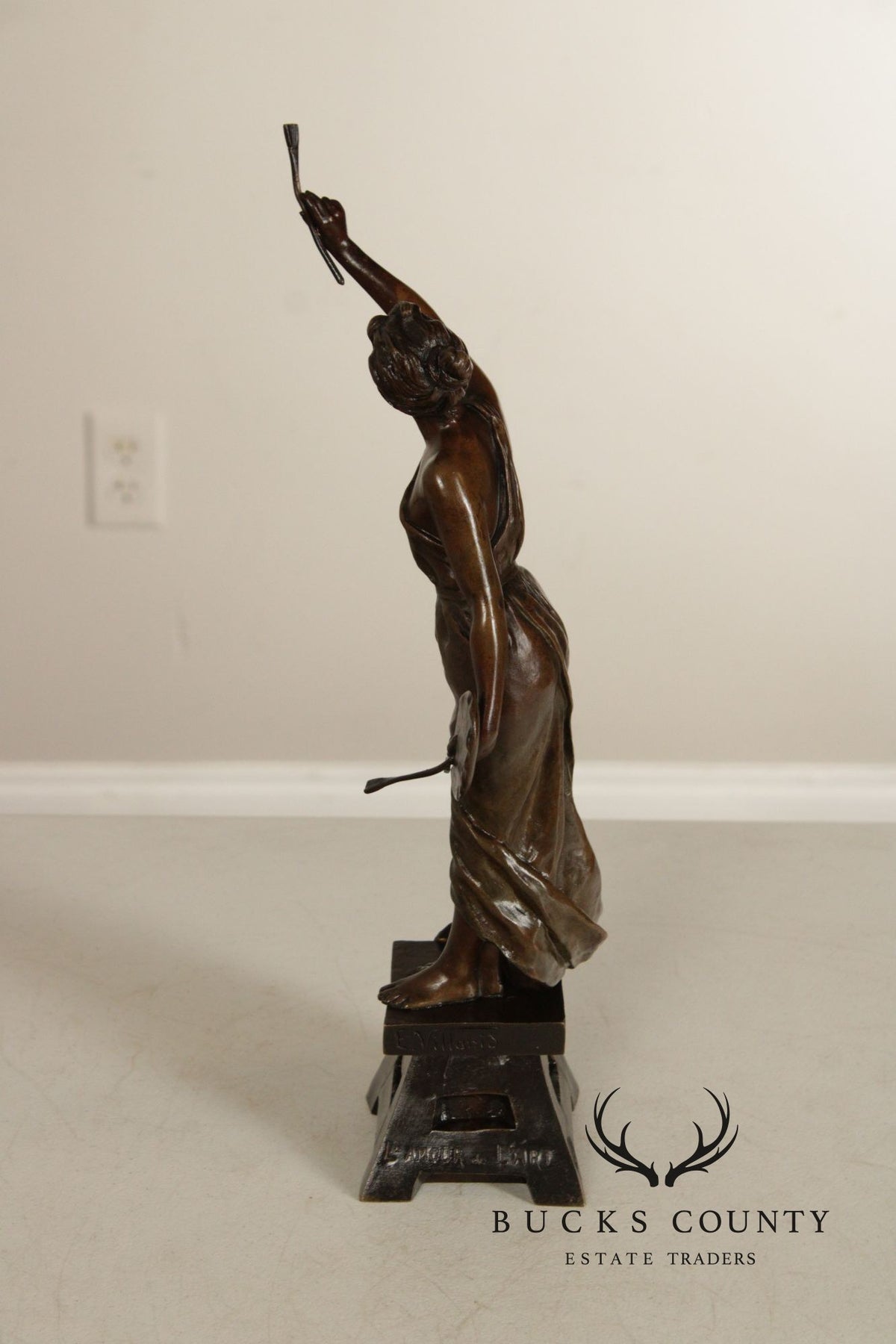 Emmanuel Villanis Bronze Statue, 'L'Amour de L'Art'