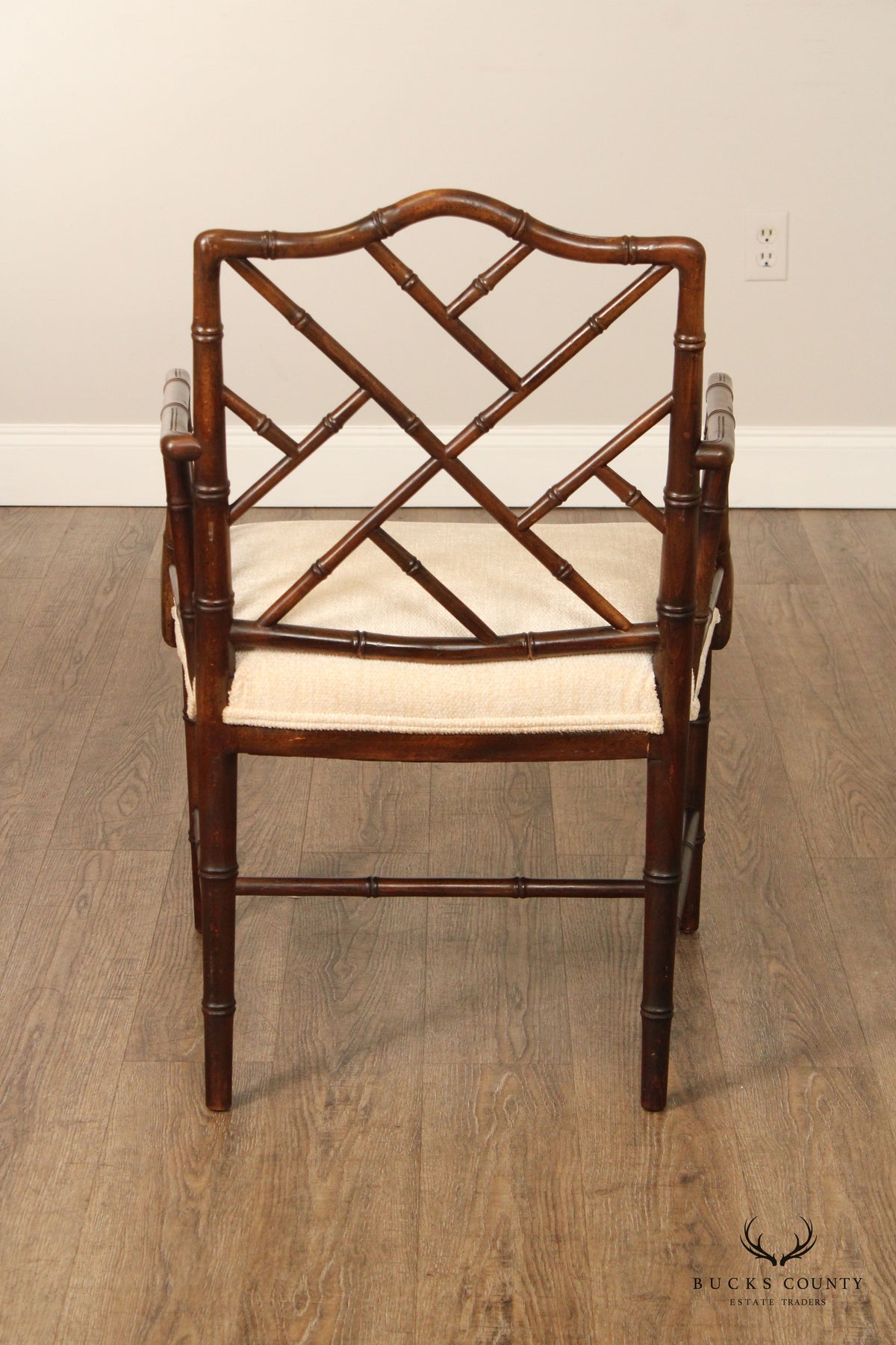 CHINESE CHIPPENDALE STYLE FAUX BAMBOO ARMCHAIR