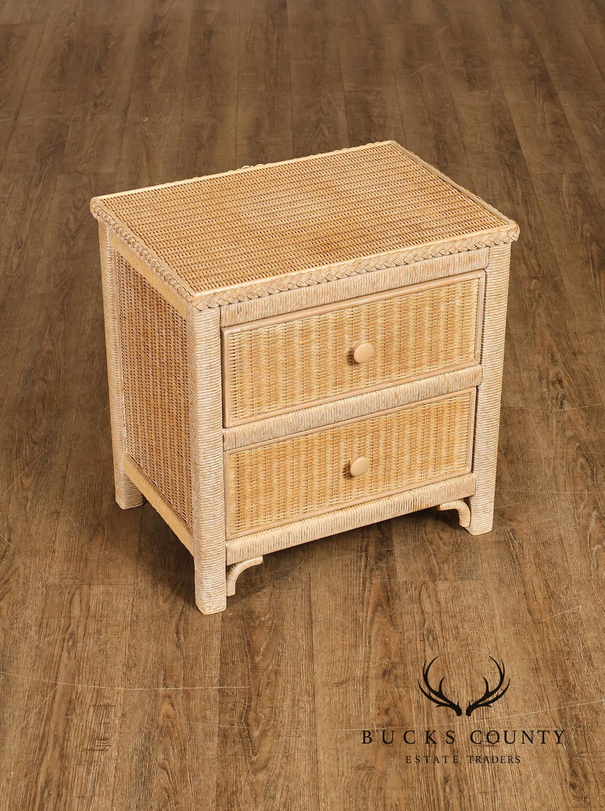 Lexington Henry Link Vintage Pair of Wicker two Drawer Nightstands