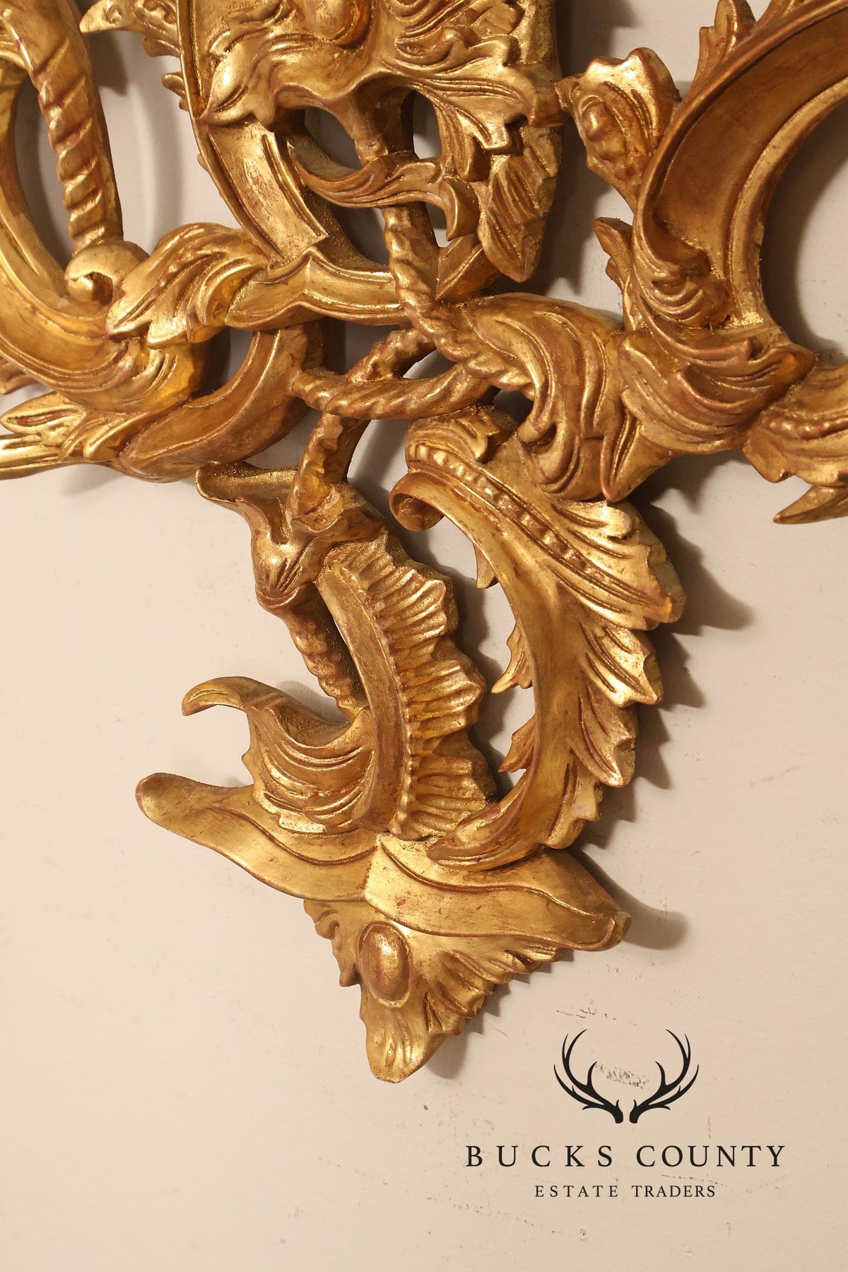 Italian Giltwood Rococo Style Wall Mirror with Floral Carved Frame