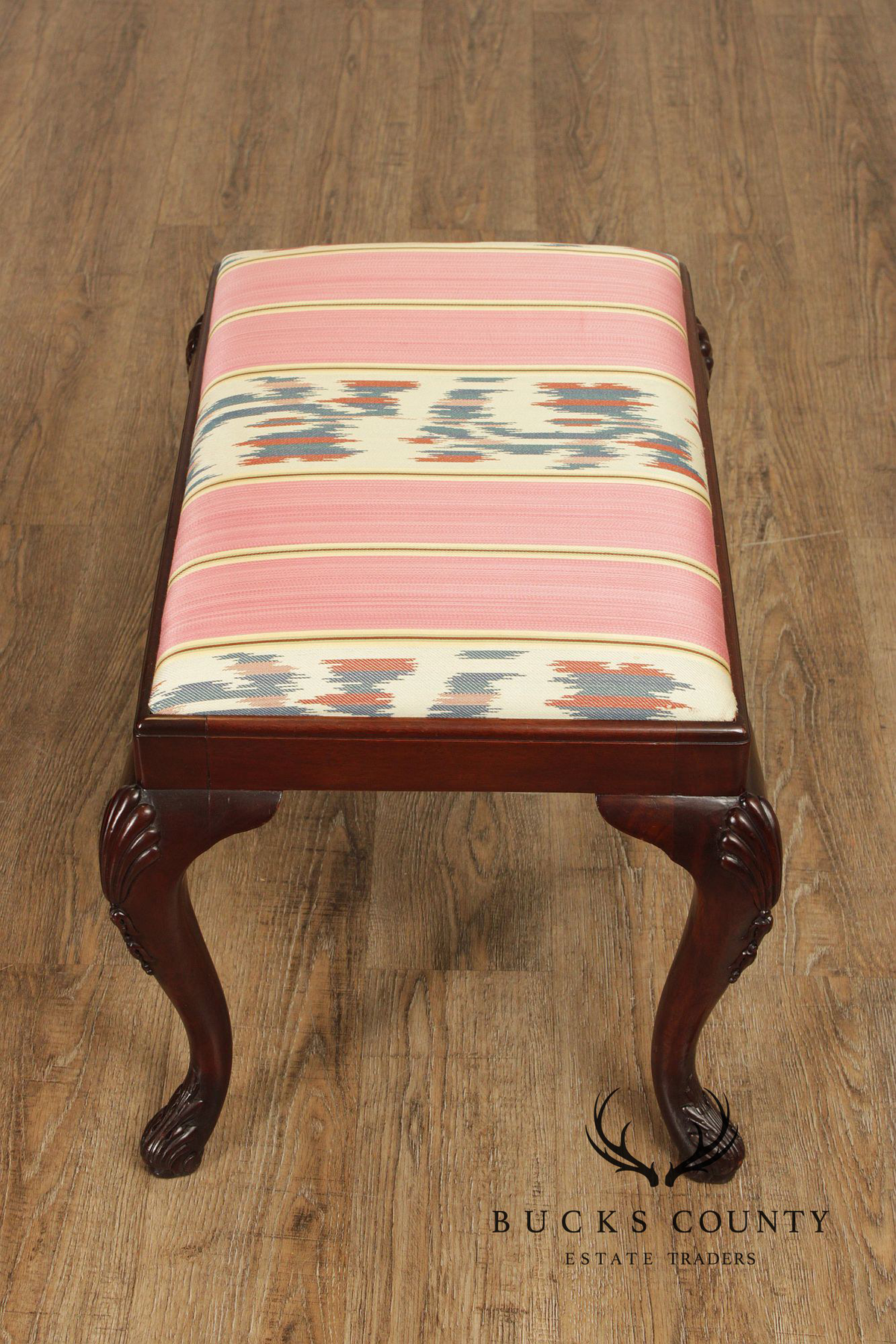 Georgian Style Carved Mahogany Stool