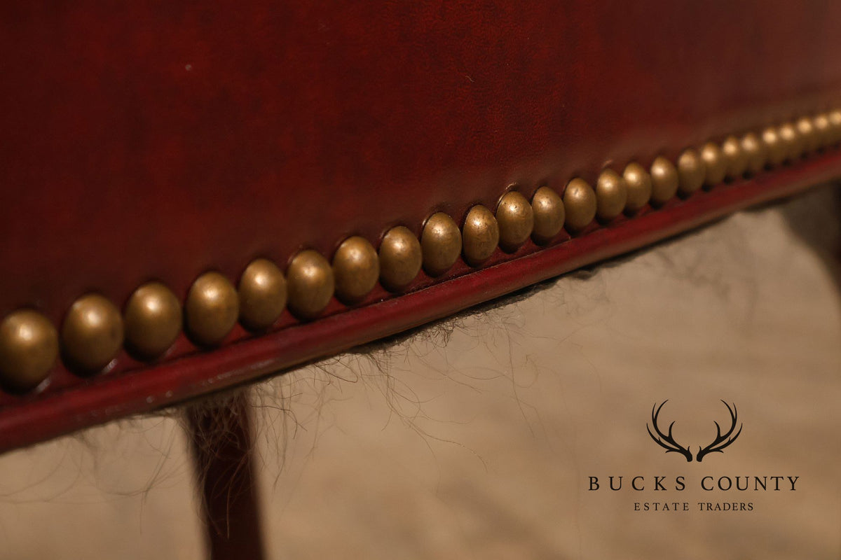 Hickory Chair Queen Anne Style Oxblood Leather Ottoman