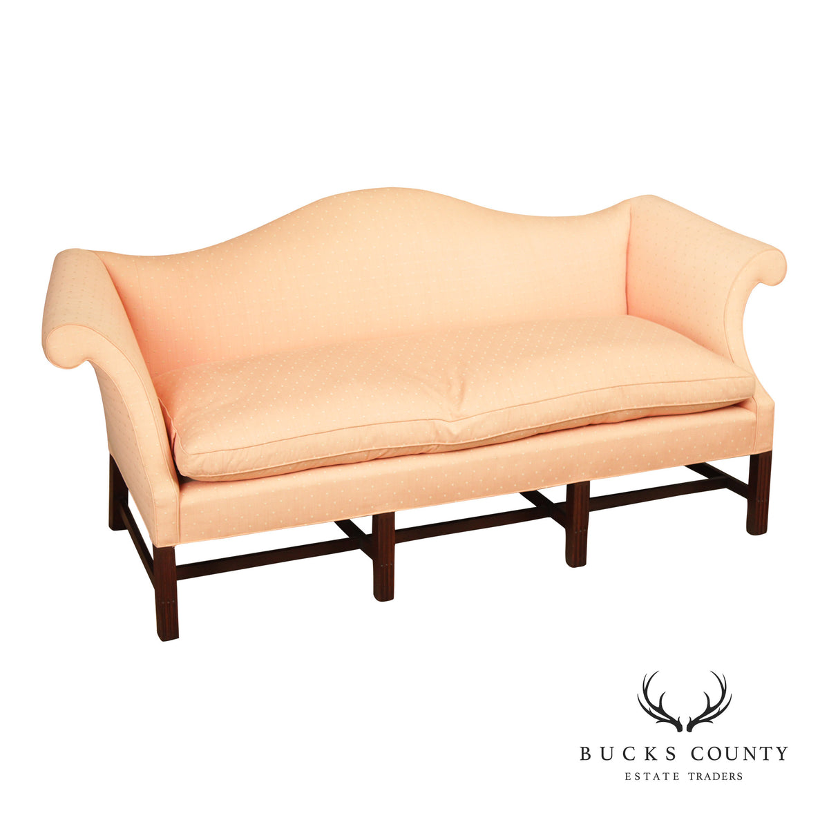 Chippendale Style Vintage Mahogany Camelback Sofa