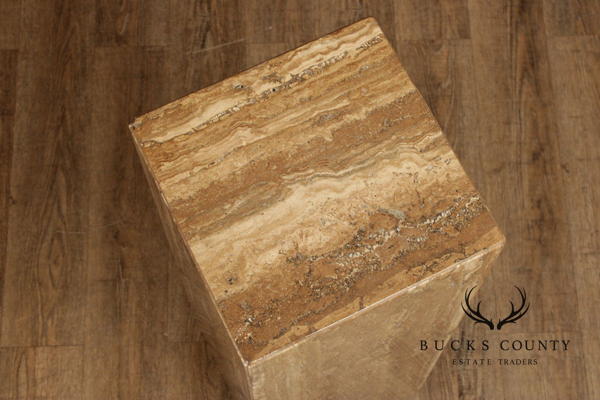Postmodern Vintage Italian Travertine Pedestal