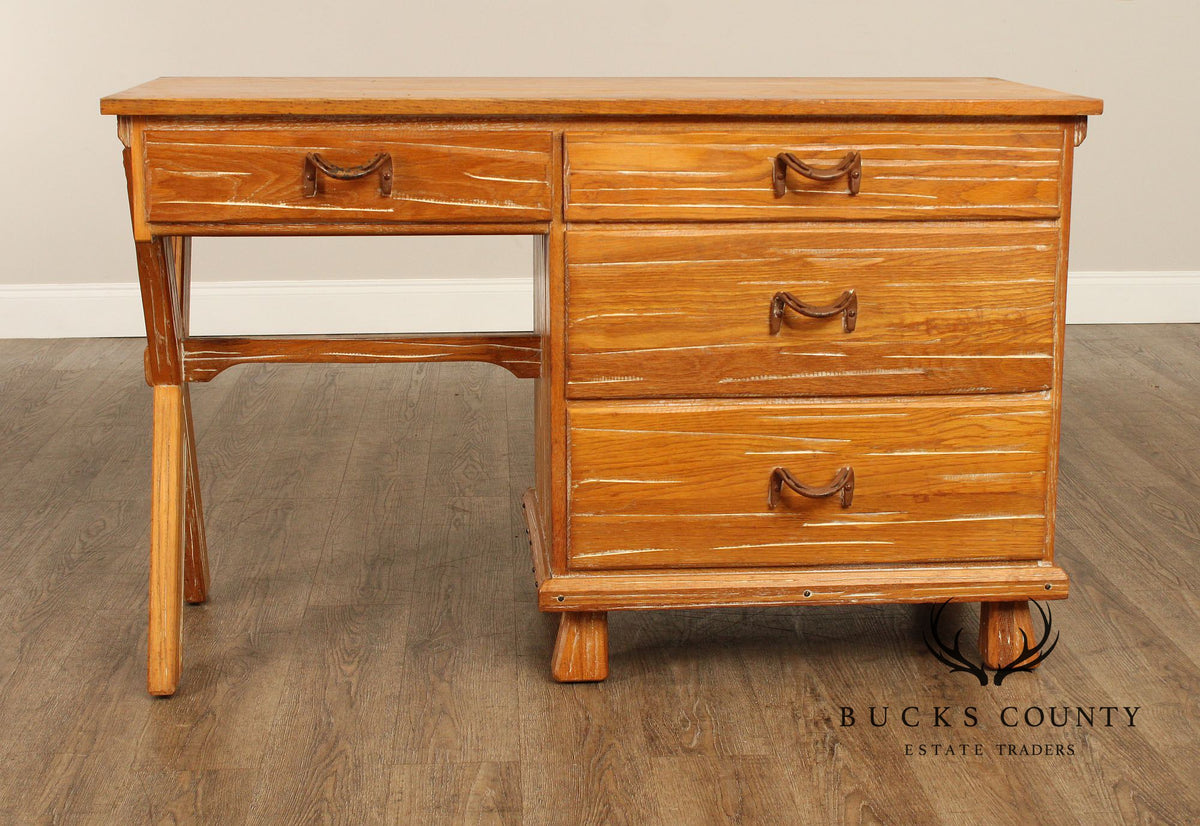Brandt Ranch Oak Writing Desk and Chair
